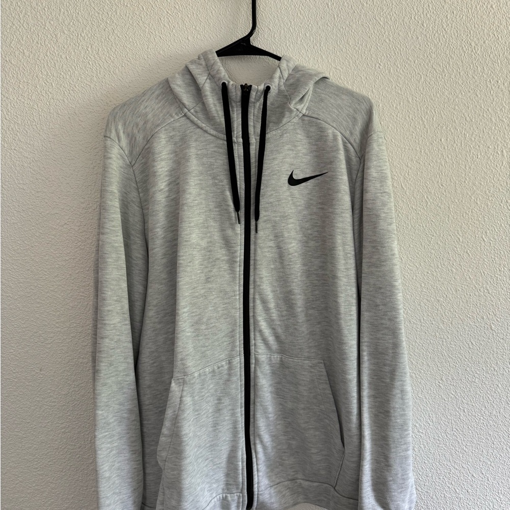 Nike Light Gray Hoodie with Black Logo - Picture 1 of 2